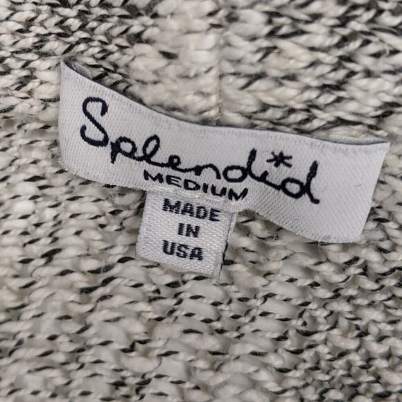 Splendid REVOLVE Seaside Loose Knit Open Front Cardigan Cotton Blend Ash Medium - Picture 5 of 8